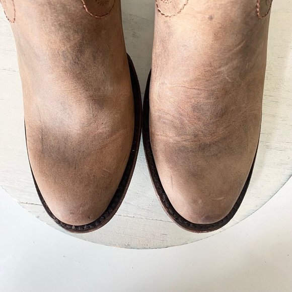 Lane PLAIN JANE Womens Western Boots 7 Brown Leather Cowboy Round Toe 16" Tall - Picture 6 of 9